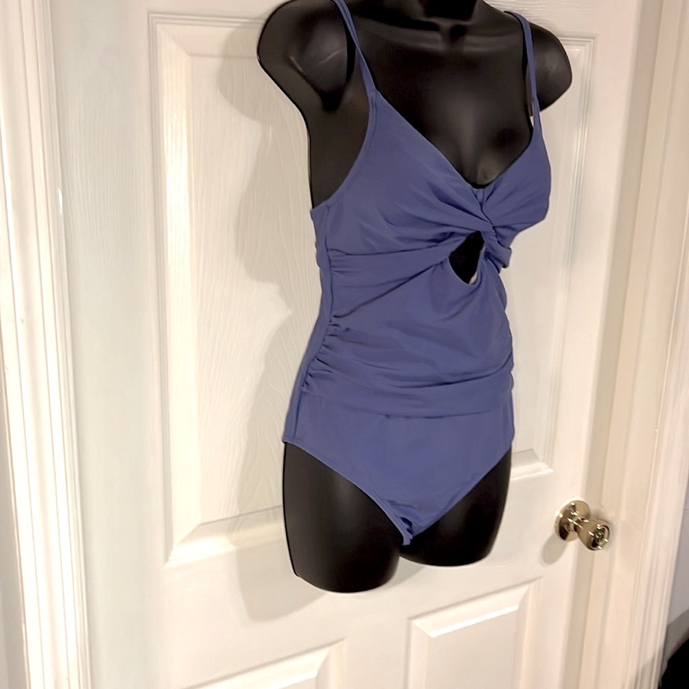 Steel blue one pice swim suit, size small, NWT. - Picture 3 of 8